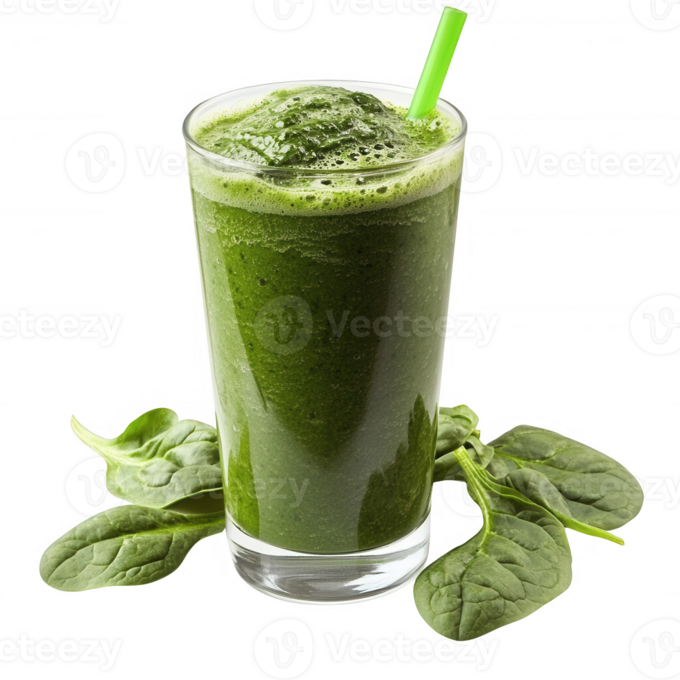 Fresh green smoothie made with spinach, nutritious and refreshing beverage. png