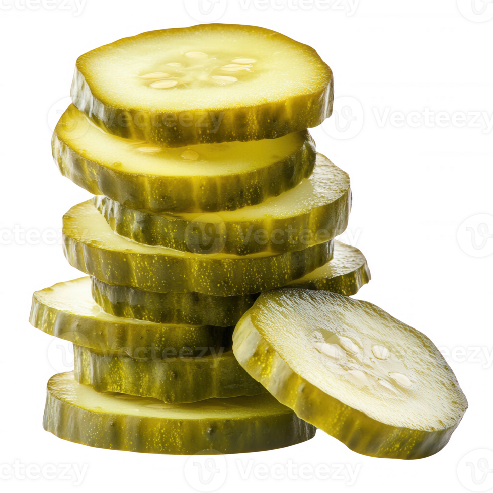Stack of fresh, crunchy cucumber slices showcasing vibrant green color and texture. png