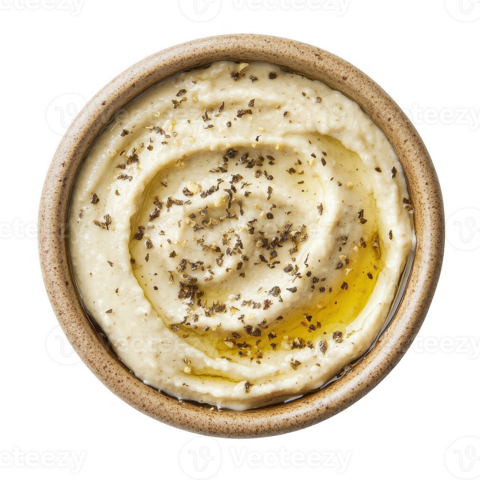 Creamy hummus with olive oil and spices, perfect for dips and spreads. png