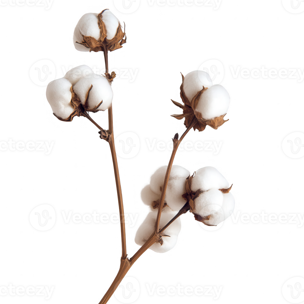 A close-up of cotton flowers showcasing their delicate beauty and natural texture. png