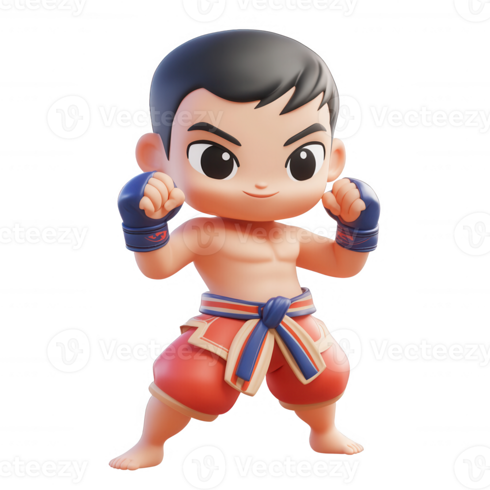 A cute, animated fighting character ready for action and training. png
