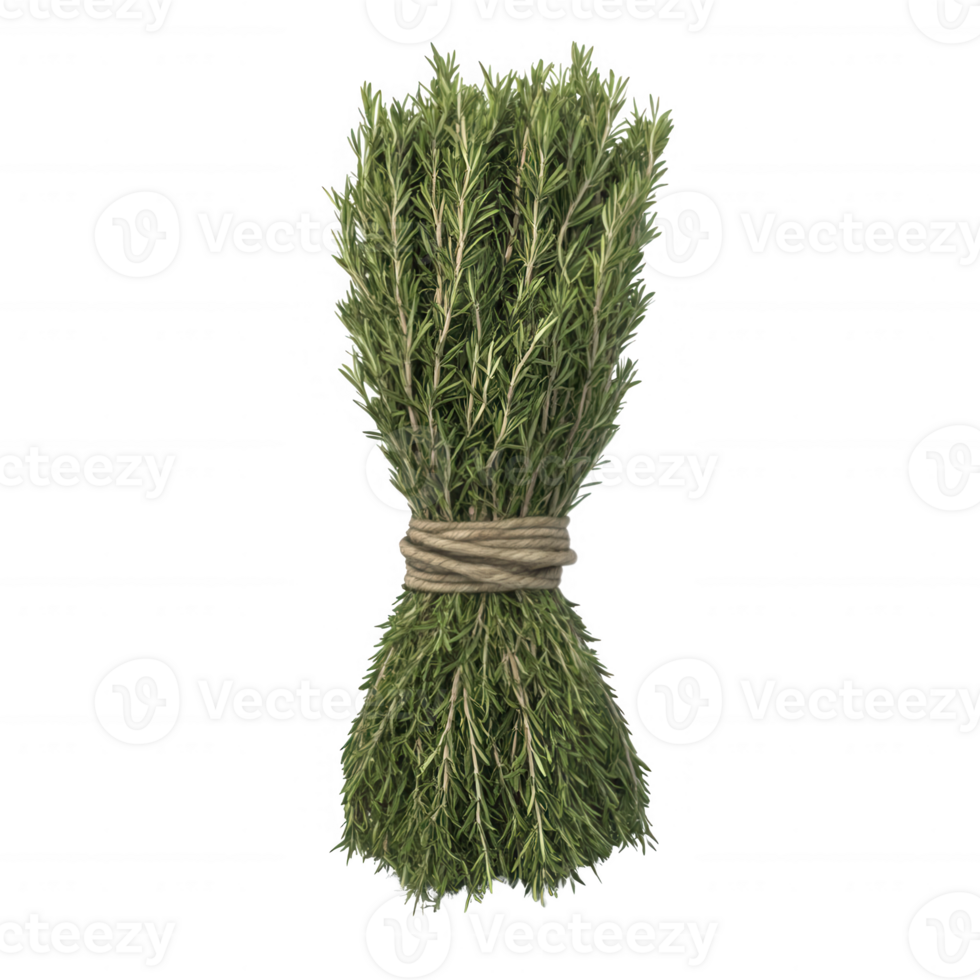 A bunch of fresh green herbs bundled together for culinary use and decoration. png