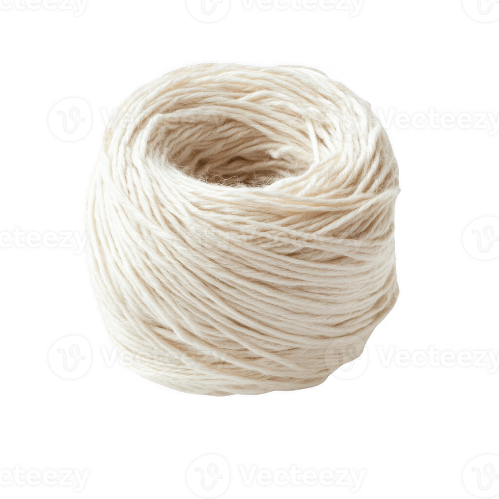 A soft, cream-colored yarn ball rolled neatly for crafting and knitting projects. png