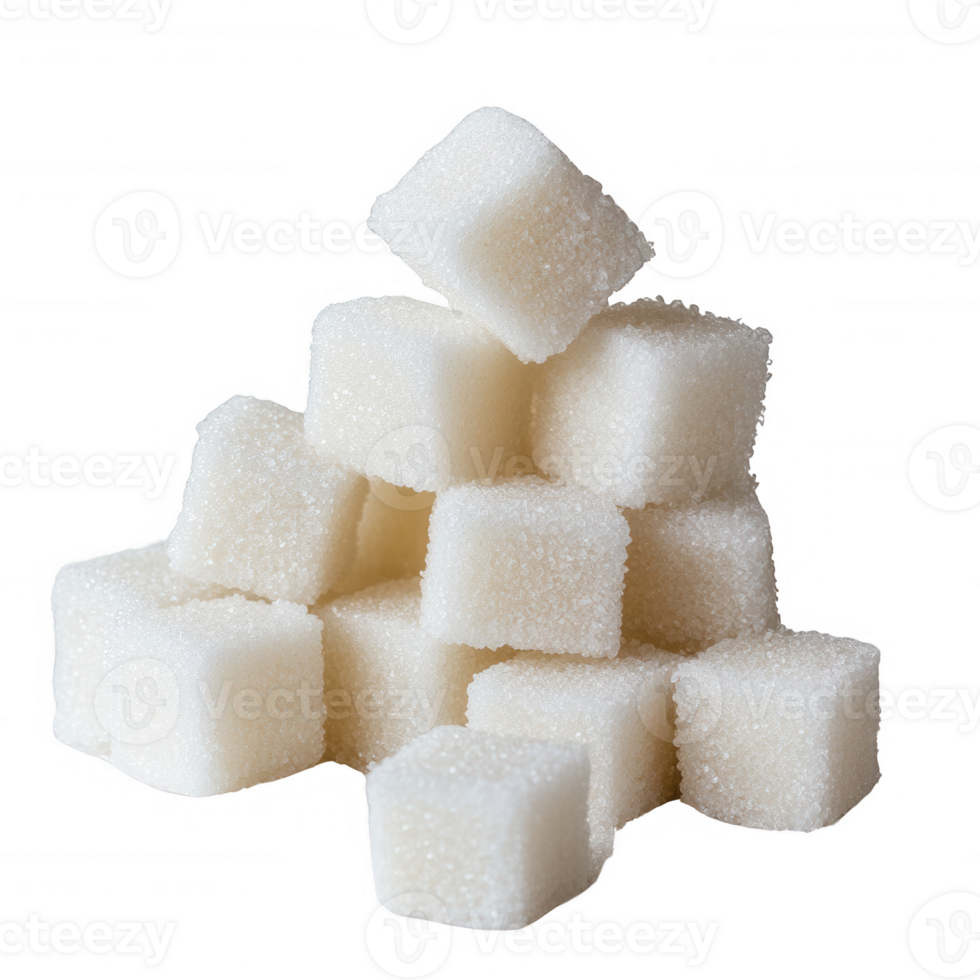 A pile of white sugar cubes stacked neatly on a white background. png