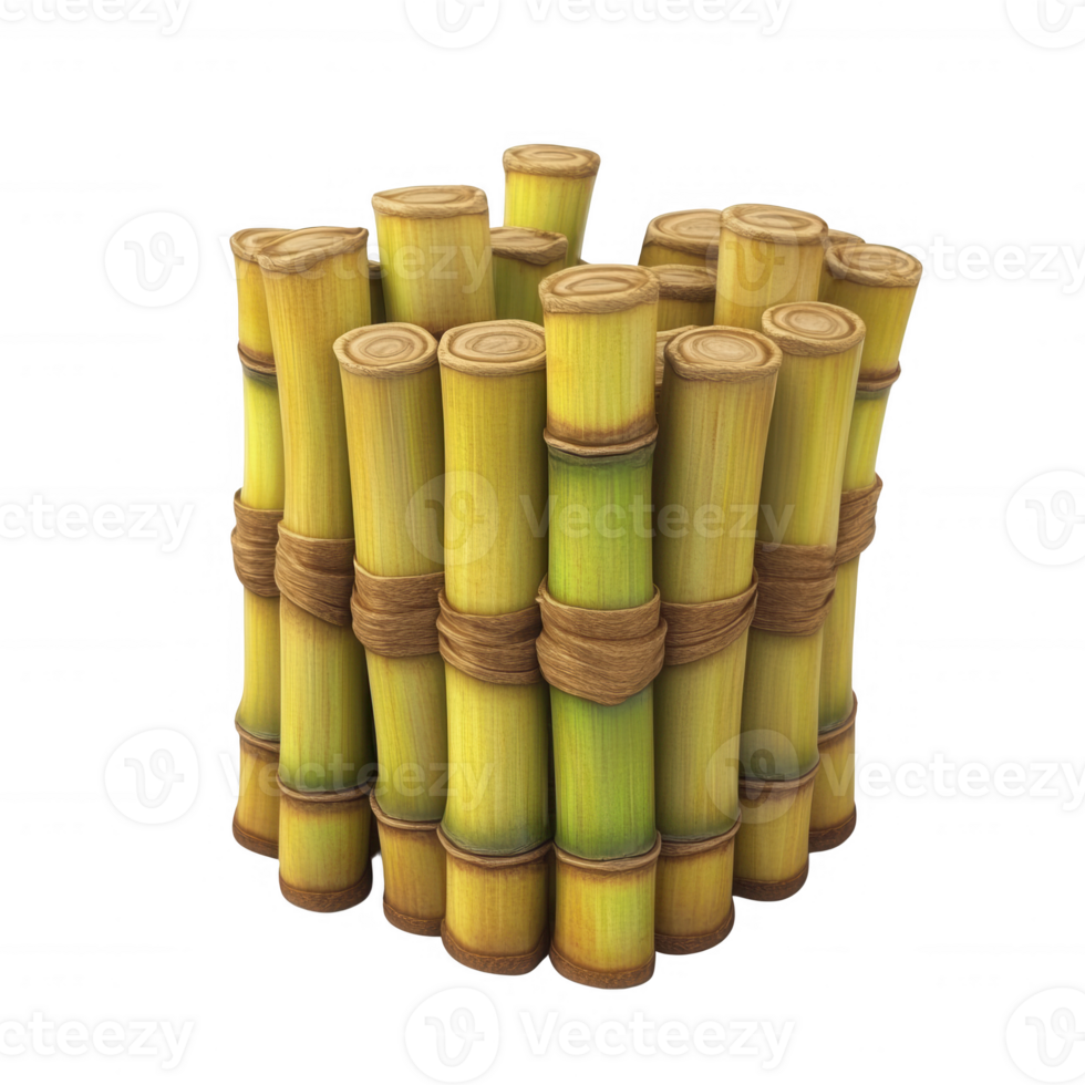 Bamboo sticks bundled together, showcasing natural beauty and eco-friendly vibes. png
