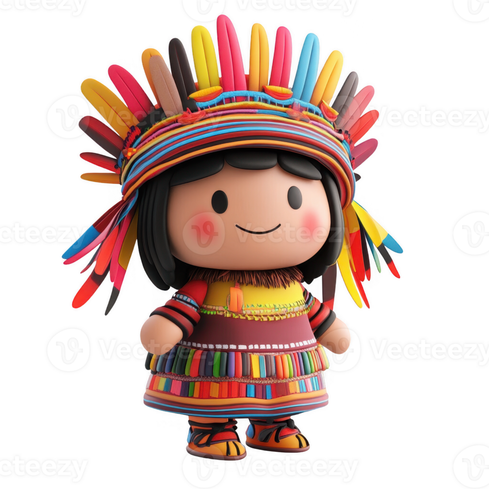 A colorful representation of indigenous culture through a playful character. png