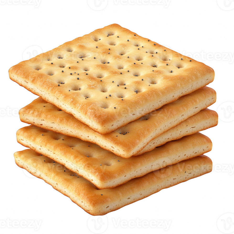 A stack of crispy crackers perfect for snacking, topping, or cooking. png