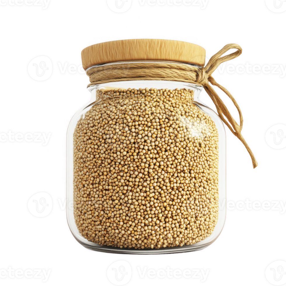A jar filled with healthy seeds to enhance nutrition and culinary creativity. png