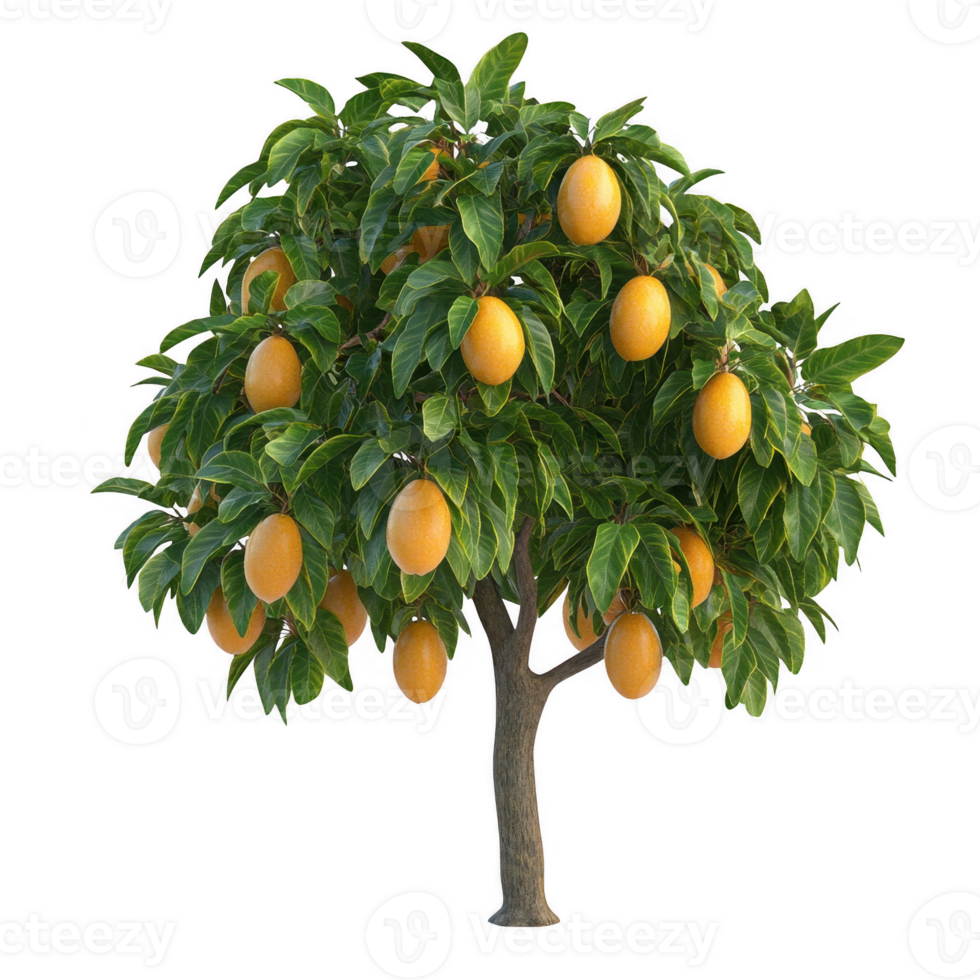 A vibrant mango tree filled with ripe yellow mangoes, surrounded by lush green leaves. png