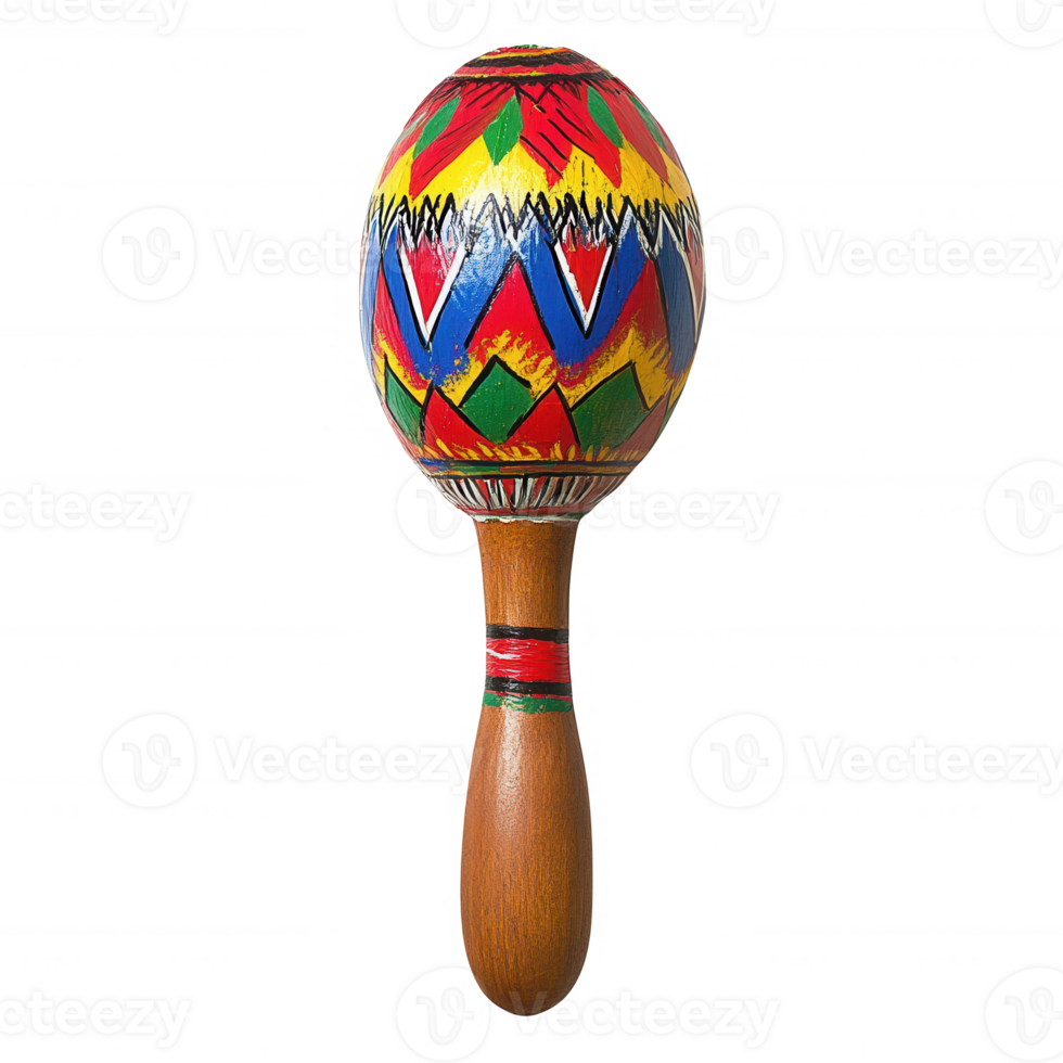 Colorful maraca with intricate patterns, perfect for cultural celebrations and music. png