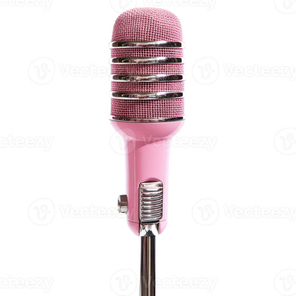 Stylish Pink Microphone for Content Creation and Live Streaming on transparent background png