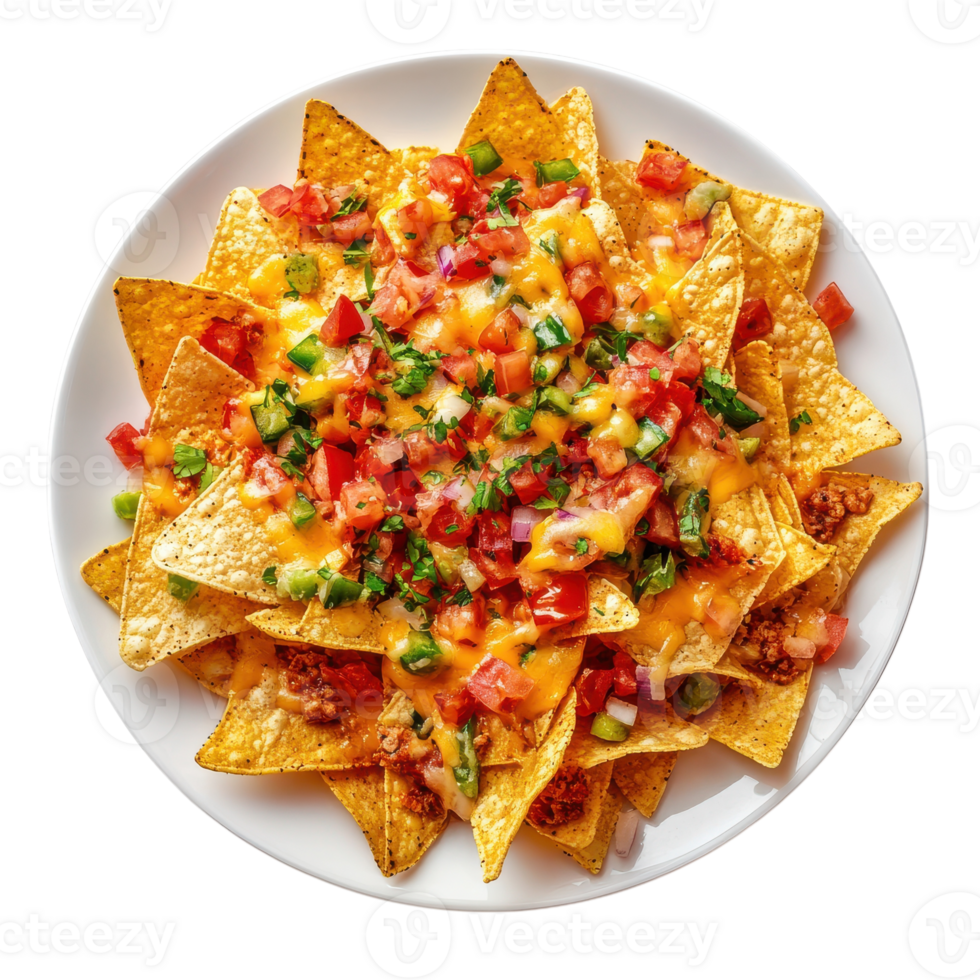 Savory Plate of Nachos with Cheese Perfect for Parties and Gatherings on transparent background png