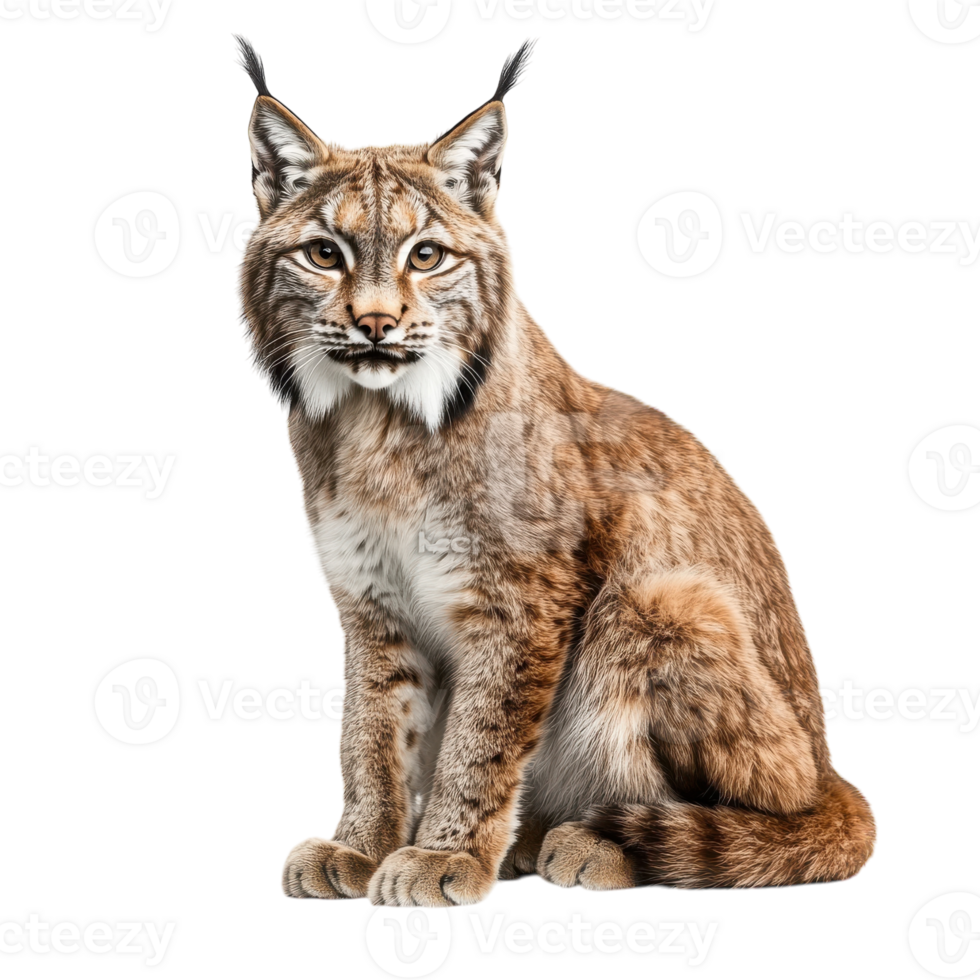 Portrait of a Sitting Lynx Isolated on White Background on transparent background png