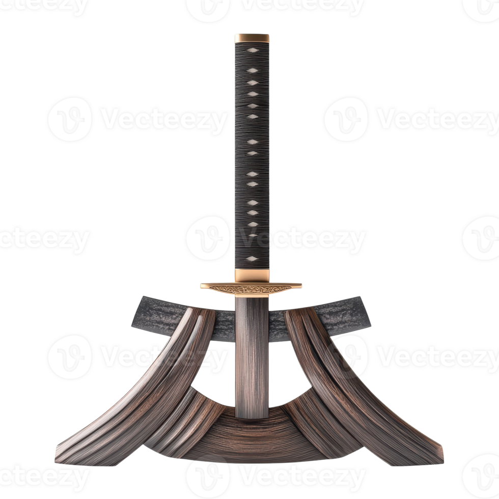 Elegant Samurai Sword Stand for Display and Decor on transparent background png