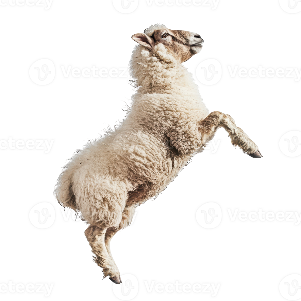 Dynamic Sheep Jumping Isolated on White Background on transparent background png