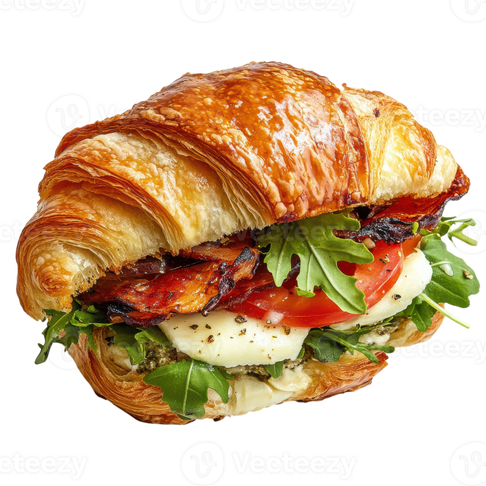Savory Croissant Sandwich Perfect for Breakfast or Brunch on transparent background png