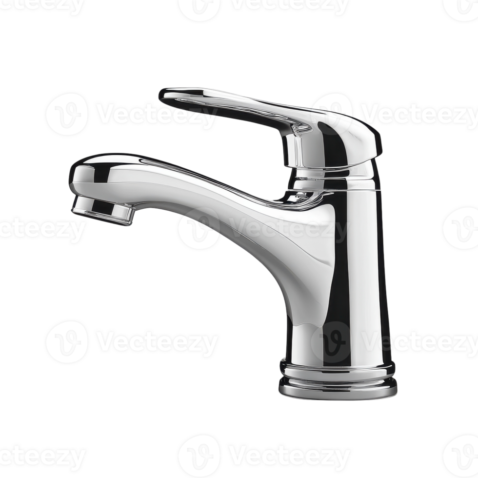 Modern Silver Basin Mixer Isolated on Gray Background for Interior Design on transparent background png