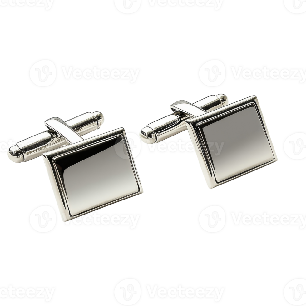 Elegant Silver Cufflinks for Formal Attire on transparent background png