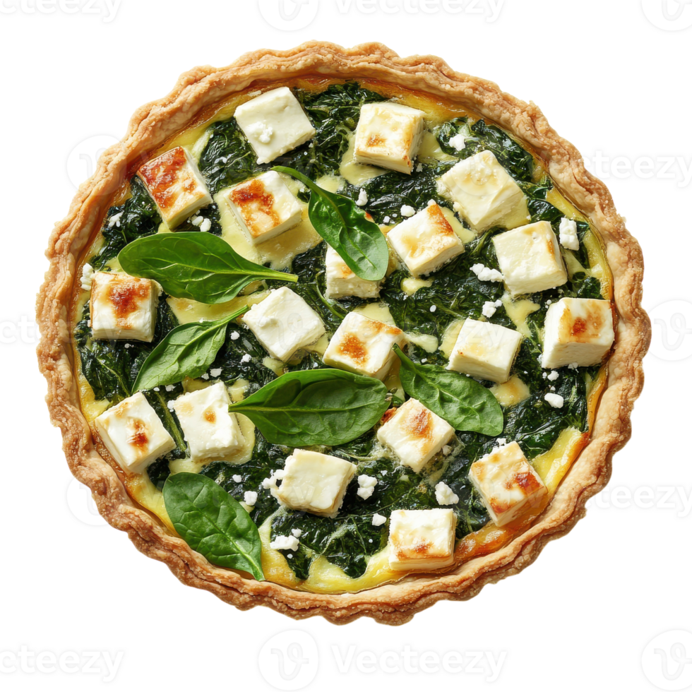 Delicious Spinach and Feta Quiche for a Perfect Brunch on transparent background png