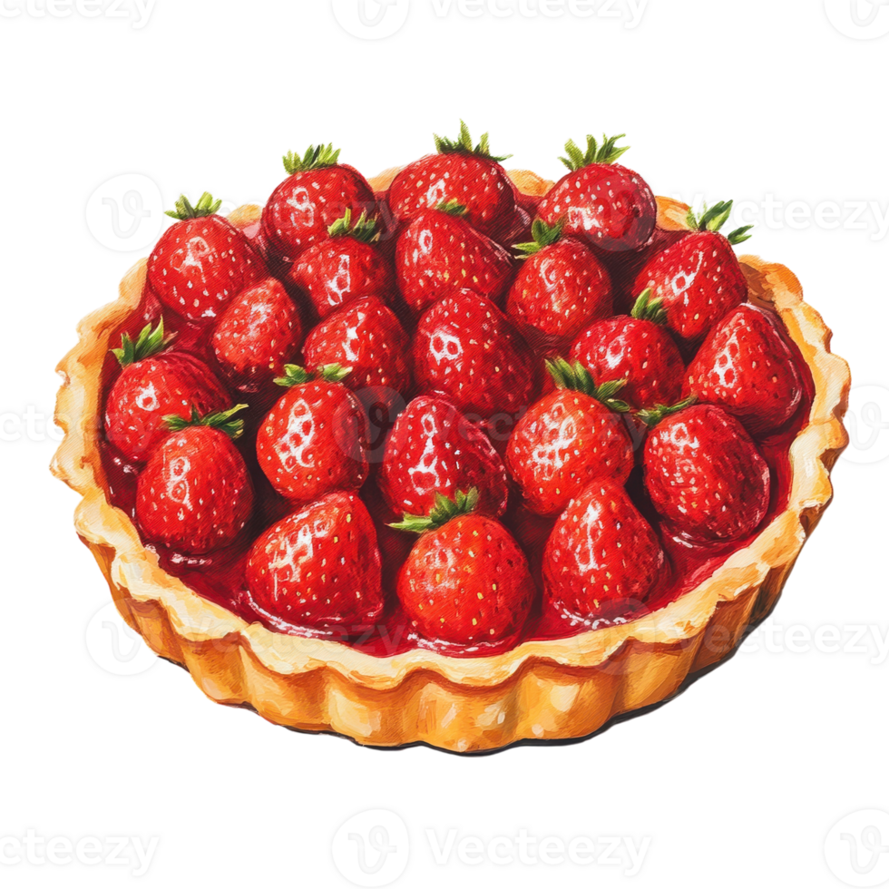 Delicious Strawberry Tart for Desserts and Celebrations on transparent background png