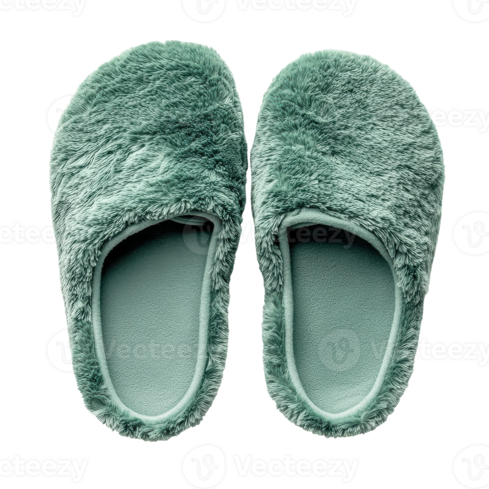Top View of Closed Soft Green Home Slipper Isolated for Comfort and Relaxation on transparent background png