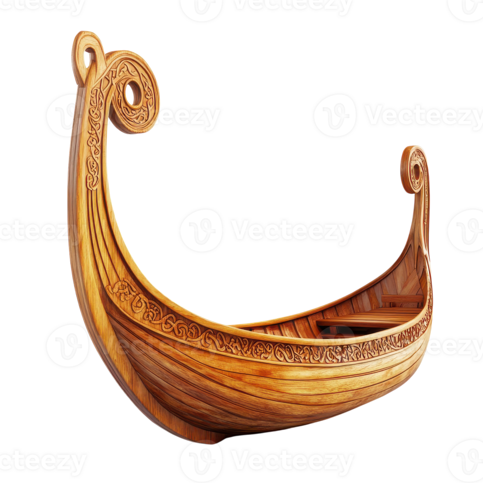 Authentic Viking Ship Replica for Historical Exploration on transparent background png