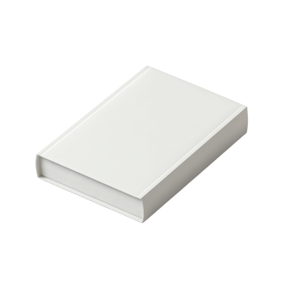 Isometric Rendering of a White Book for Design and Publishing Usage on transparent background png