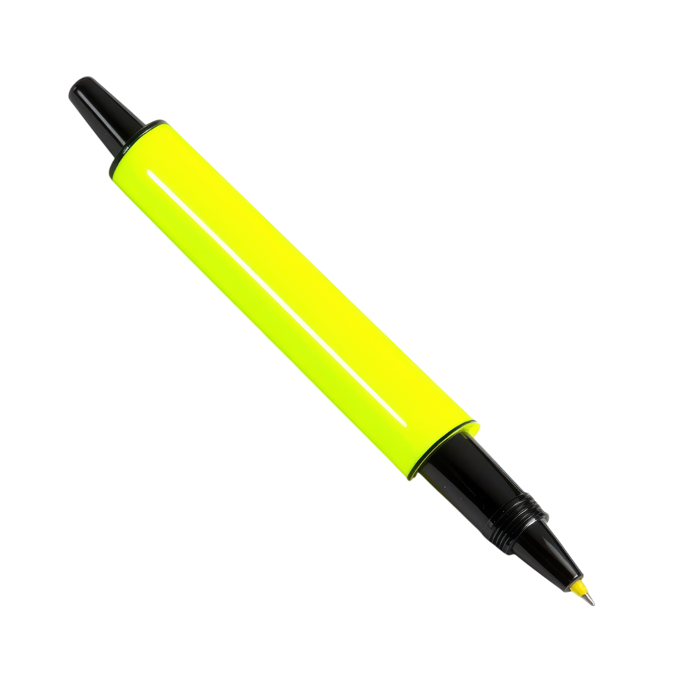 Bright Yellow Highlighter Pen for Notetaking and Highlighting Text on Transparent Background png