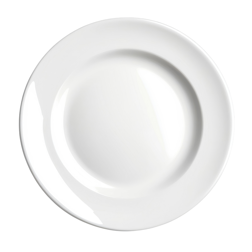 Elegant Presentation of a Clean White Dinner Plate for Culinary Delights on Transparent Background png