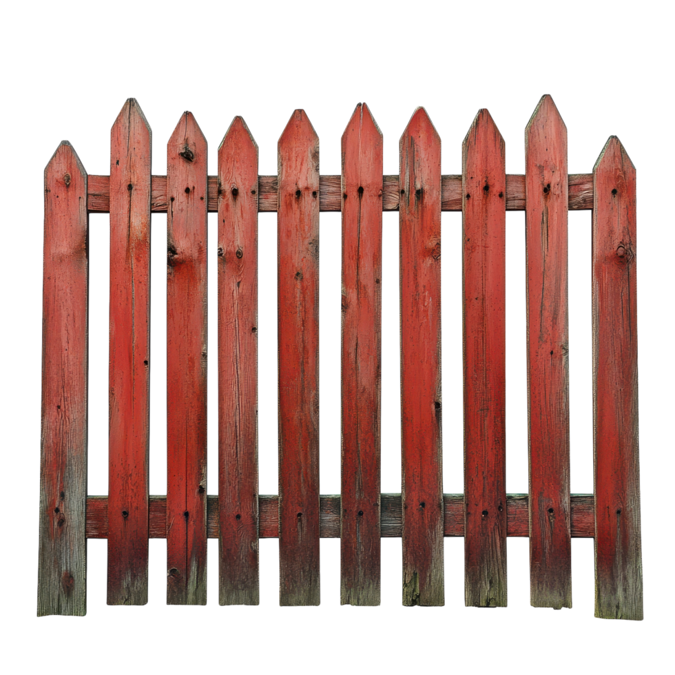 A Sturdy Classic Red Wooden Fence for Outdoor Spaces on Transparent Background png
