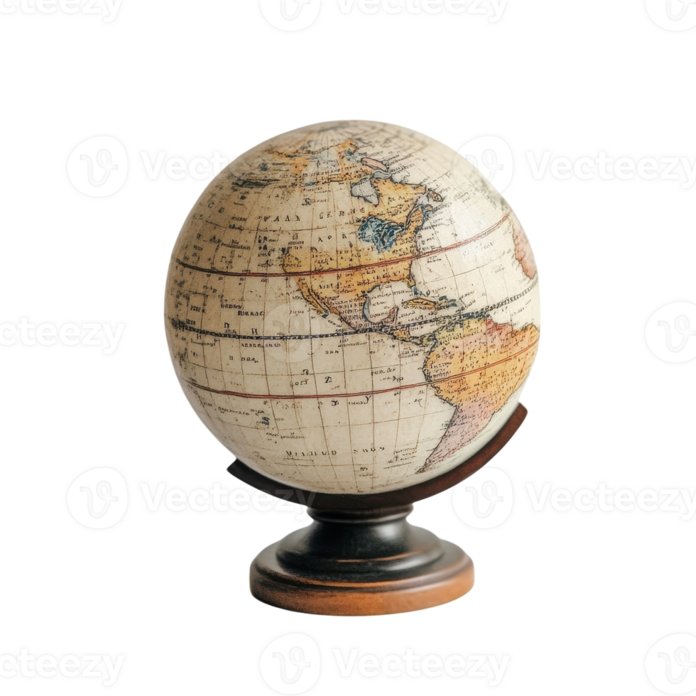 Globe on Desk with Background for Educational Use on Transparent Background png