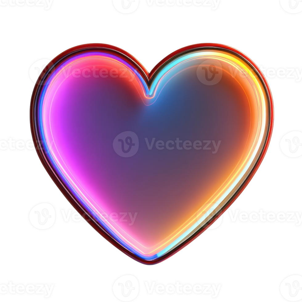Vibrant Neon Heart Sign for Creative Projects on Transparent Background png