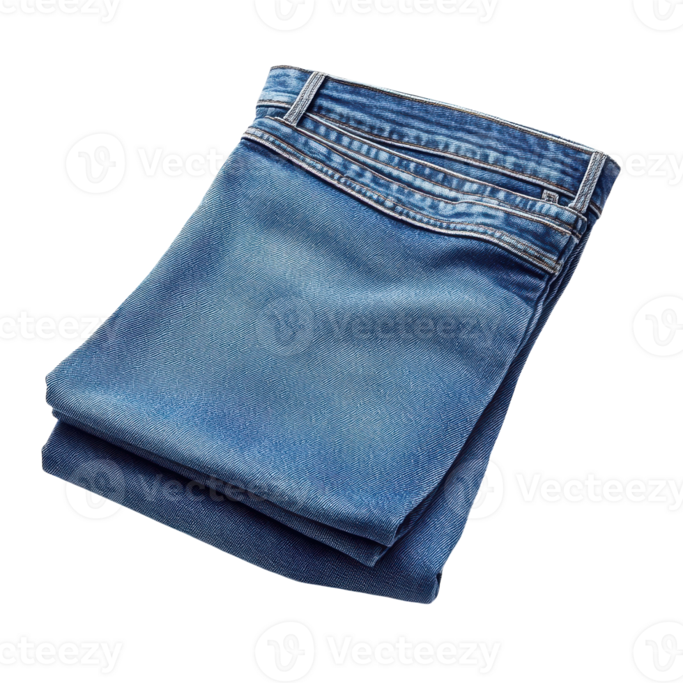 Neatly Folded Blue Jeans for Fashion Display on Transparent Background png