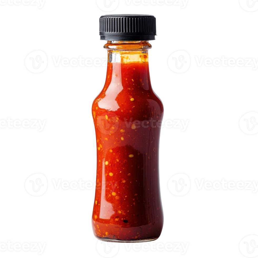 Red Chili Sauce Bottle for Culinary Use on Transparent Background png