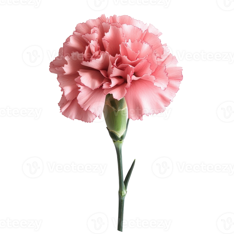 Single Pink Carnation Flower Isolated on White Background on Transparent Background png