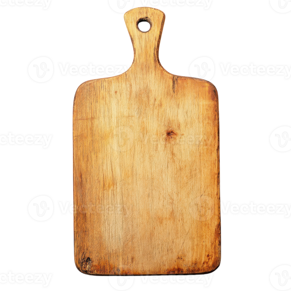 Simple Wooden Cutting Board on White Background for Culinary Use on Transparent Background png