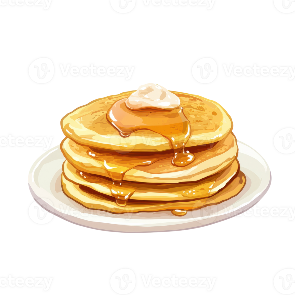 Golden Pancakes with Syrup - Perfect for Breakfast or Brunch on Transparent Background png