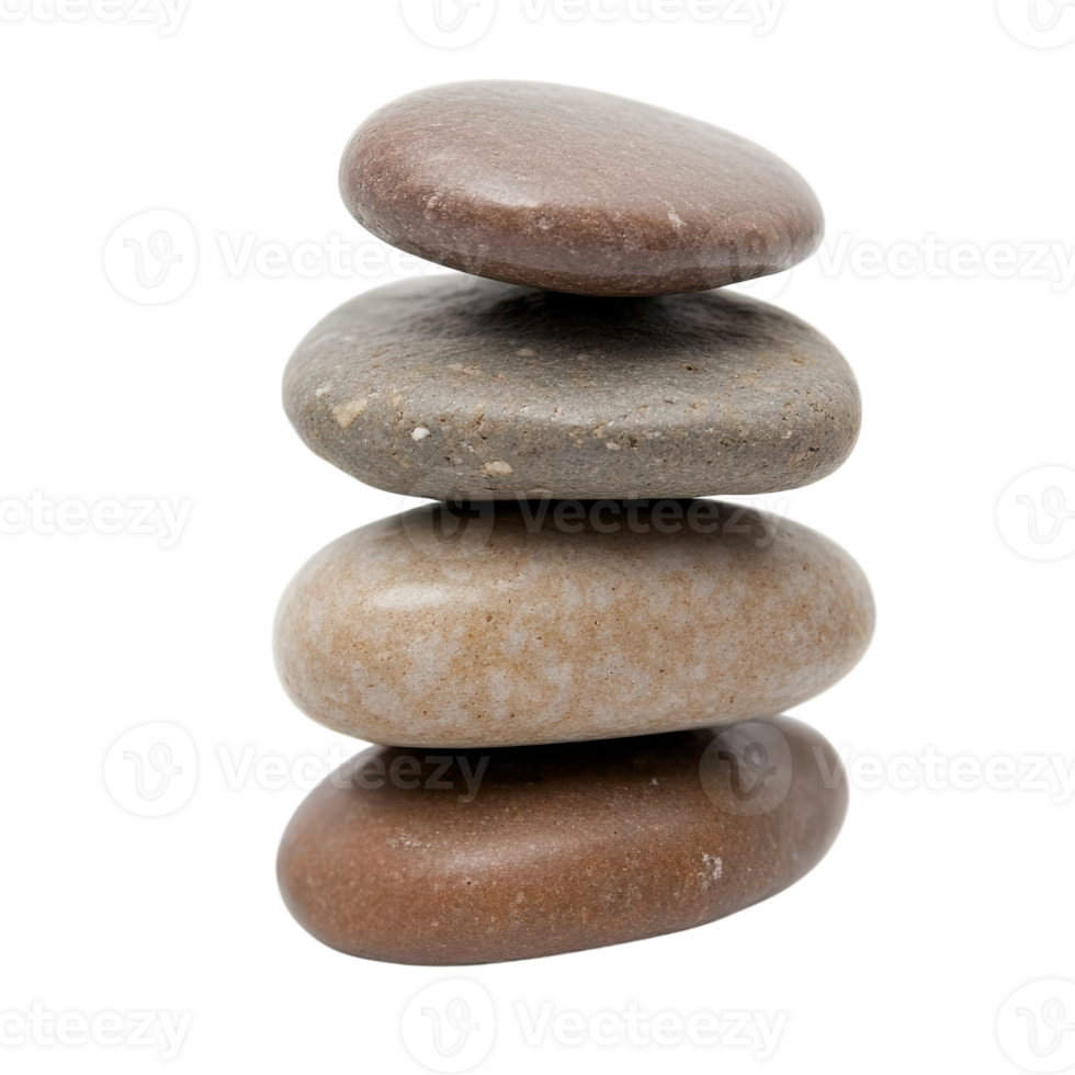 Balanced Stack of Smooth River Stones for Tranquil Decor on Transparent Background png