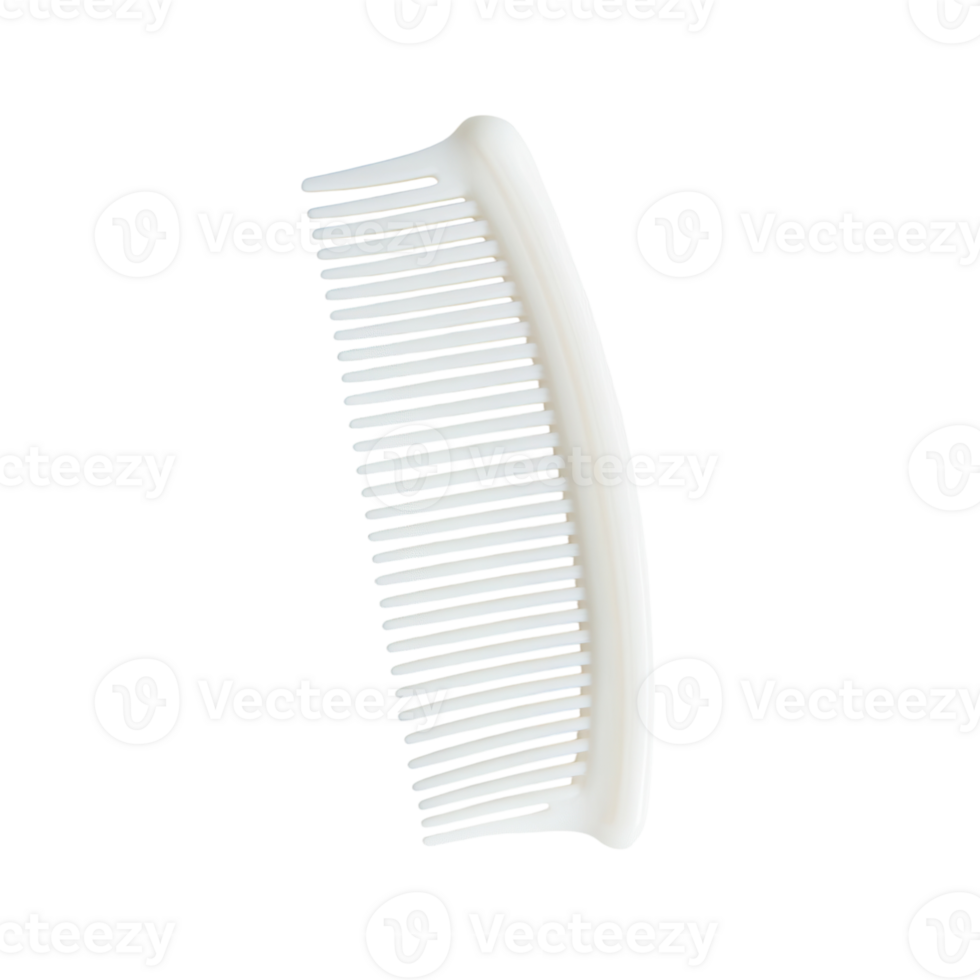 Wide-Toothed White Plastic Comb for Hair Care on Transparent Background png