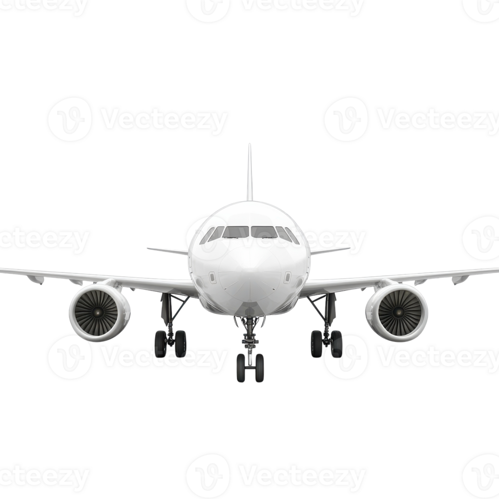 Front View of Airplane for Travel and Aviation Usage on Transparent Background png