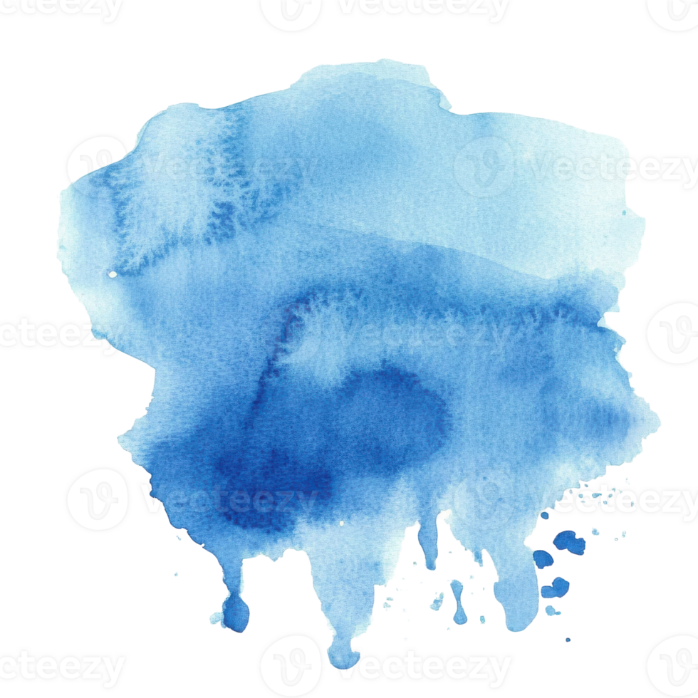 Abstract Blue Watercolor Splash for Creative Design on Transparent Background png