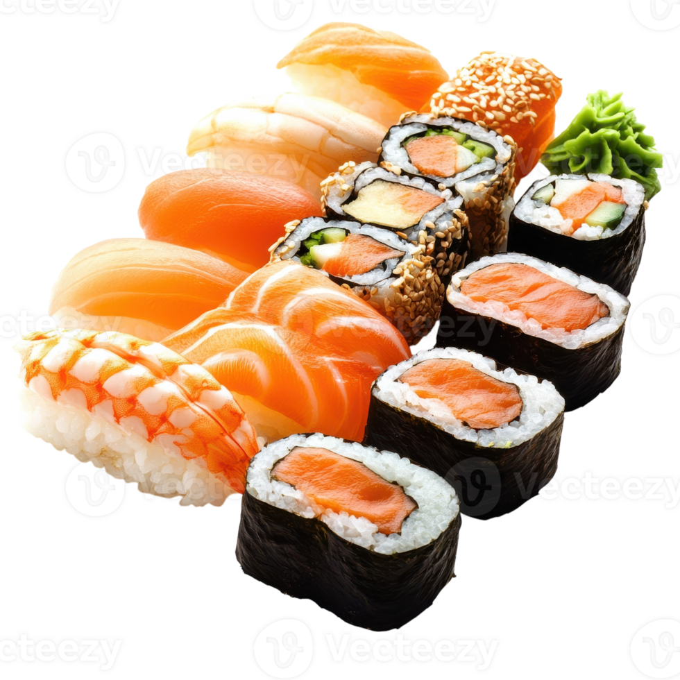 Assorted Sushi Rolls for Culinary Delight on Transparent Background png
