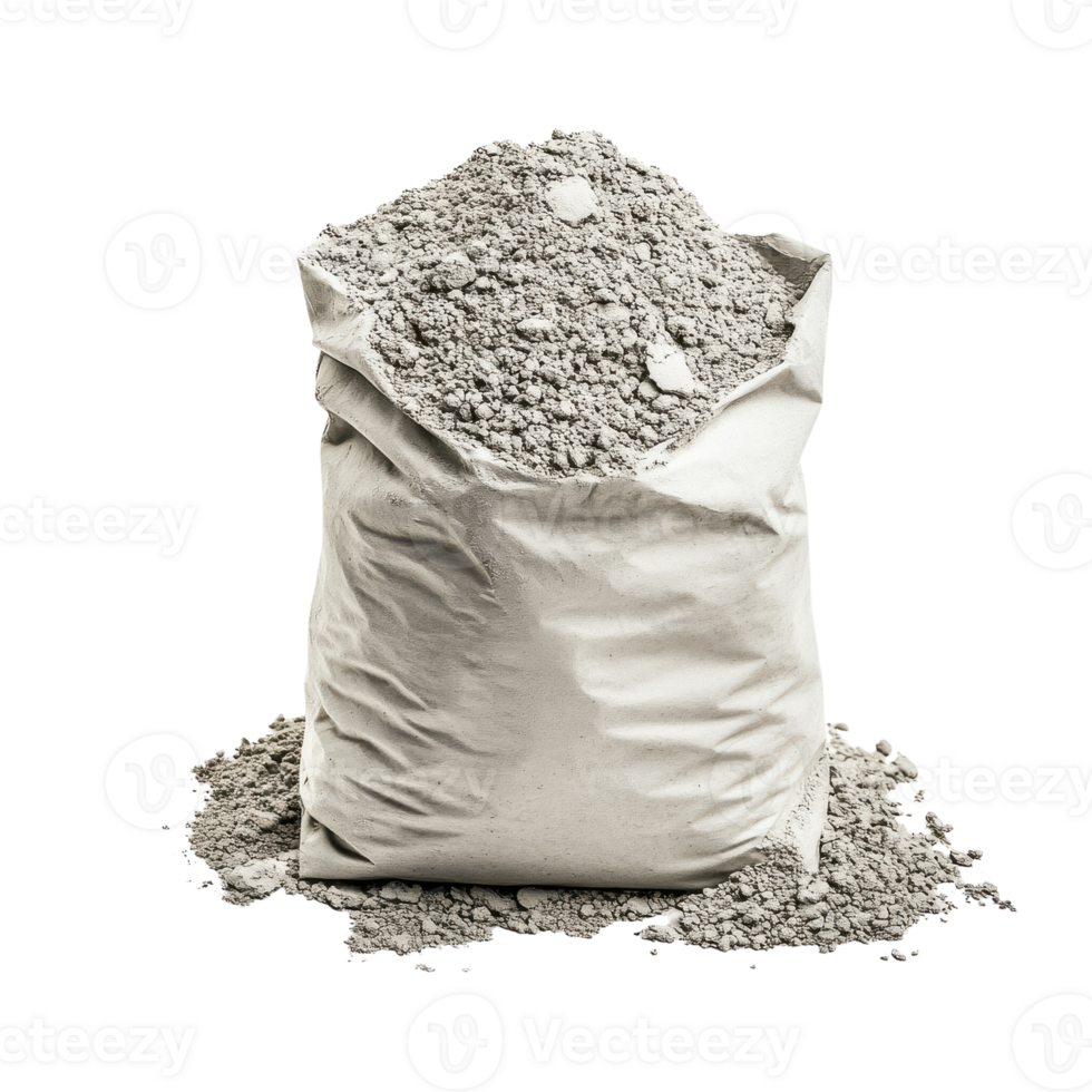 Versatile Bag of Powdered Cement for Construction Projects on Transparent Background png