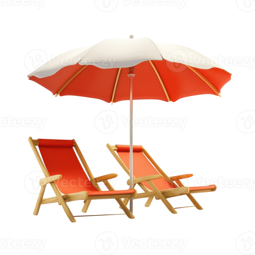 Beach Umbrella and Chair for Relaxation and Leisure on Transparent Background png