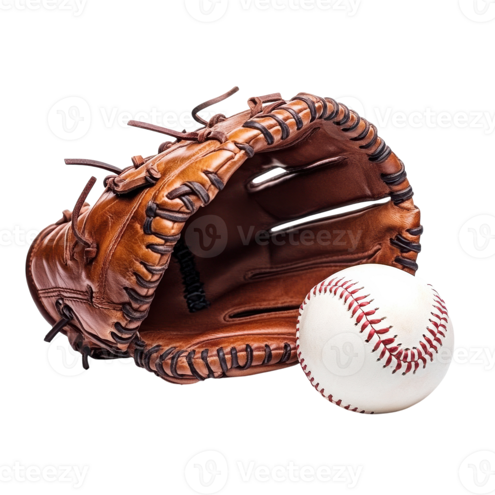 Baseball Glove and Ball Isolated on White Background for Sports Promotion on Transparent Background png