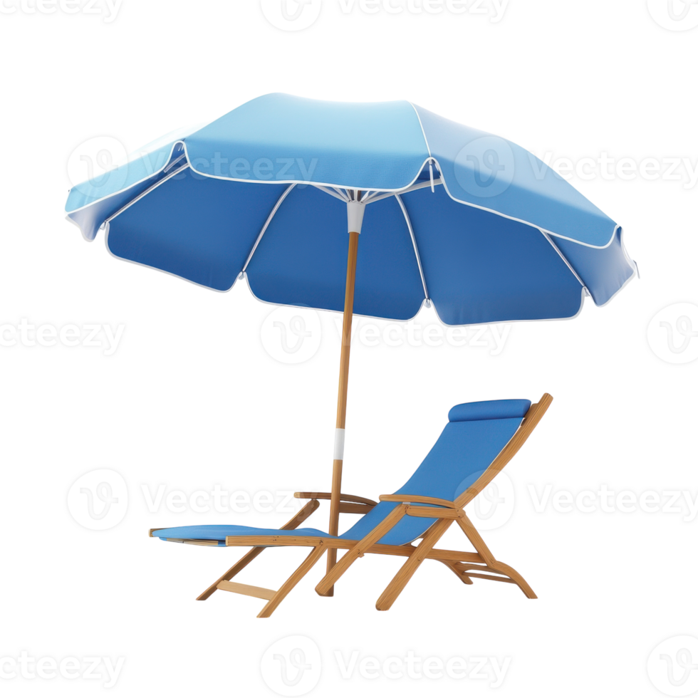 Beach Umbrella and Chair Setup for Relaxation on Transparent Background png