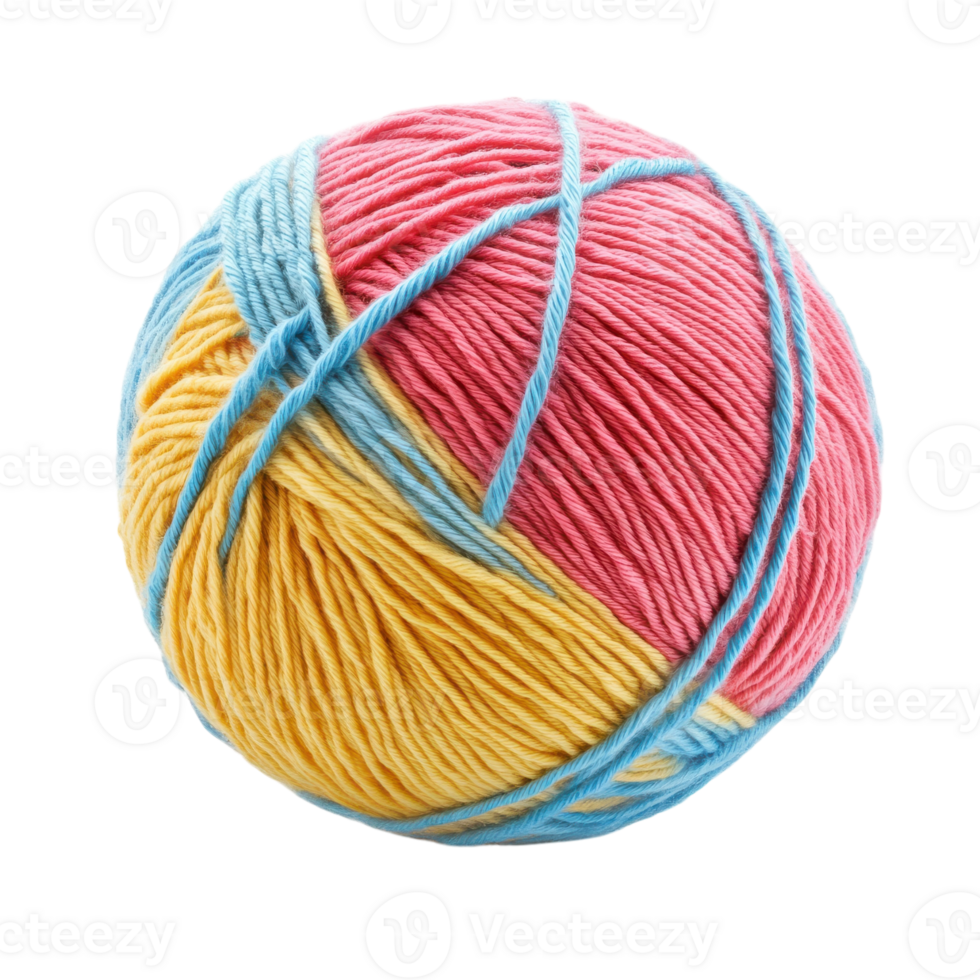 Colorful Ball of Yarn Isolated for Crafting Projects on Transparent Background png