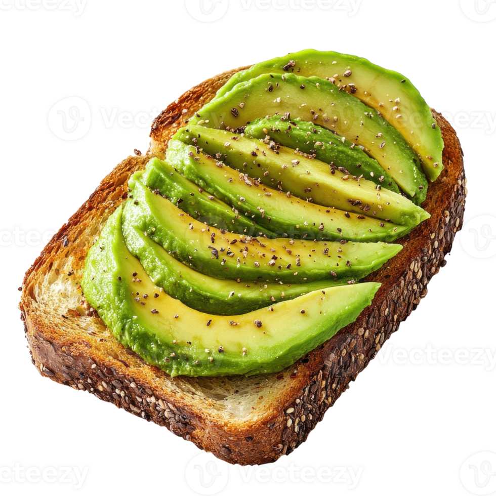 Delicious Avocado Toast for Healthy Breakfast or Snack on Transparent Background png