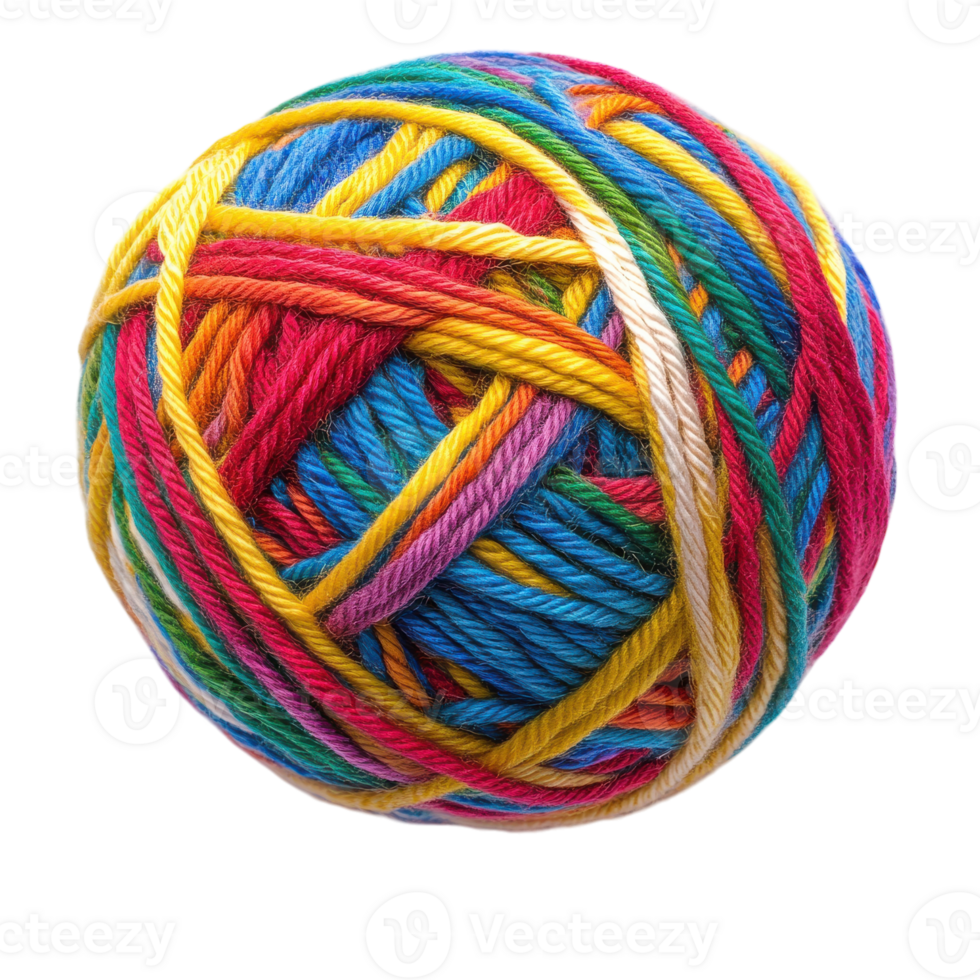 Colorful Ball of Yarn for Crafting Projects on Transparent Background png