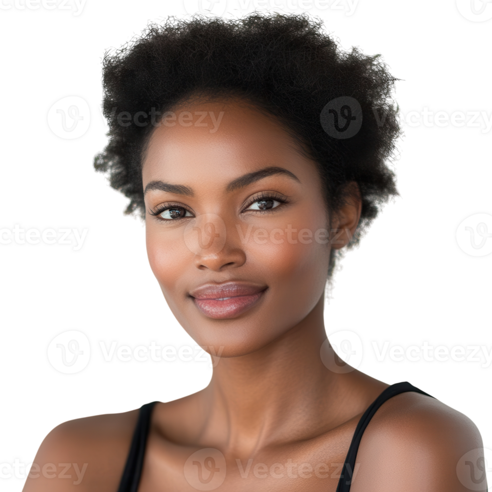 Stunning Portrait of a Woman Highlighting Flawless Skin on White Background on Transparent Background png